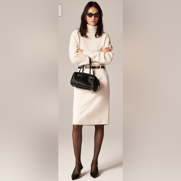 J.Crew Ribbed cashmere turtleneck sweater in heather muslin - Picture 2 of 8